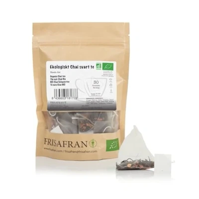 Afbeelding van FRISAFRAN Biologische zwarte thee chai in piramiden ontstekingsremmend antioxidant 30 stuks