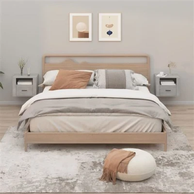 Afbeelding van Nachtkastjes 2 st wandgemonteerd 50x36x40 cm betongrijs