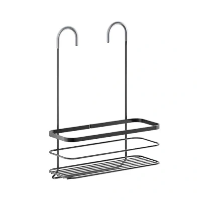 Afbeelding van Metaltex Doucherek Badkamerrek voor aan de douche Ophangen zonder boren incl. haken antikrasbescherming 28x14x38 cm 5 jaar garantie matzwart