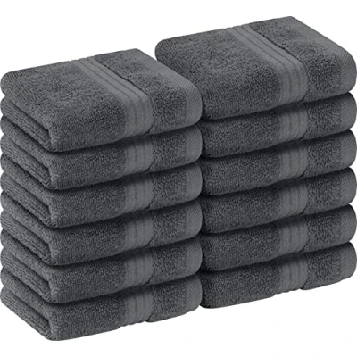 Afbeelding van Utopia Towels 12 sets washandjes (30 x 30 cm) 100% katoen, sterk absorberend en zacht aanpassende wasjes voor badkamer, spa, sportschool gezichtshanddoek (grijs)