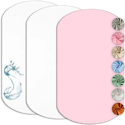 Afbeelding van Lovely Hippo Cododo Hoeslaken + waterdichte matrasbeschermer, Oeko Tex certificering (wit/blauw, 60 x 80 cm)