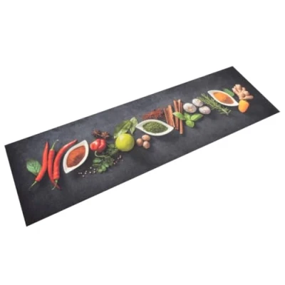 Afbeelding van Keukenmat wasbaar kruidenprint 45x150 cm fluweel