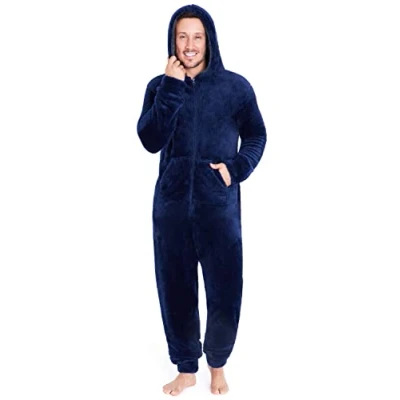 Afbeelding van CityComfort Overall pyjama voor heren, onesie eendelig, warm, van fleece, maten M 3XL, Navy Blauw
