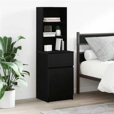 Image de vidaXL Table de chevet noir 39x35x125 cm bois d’ingénierie861311