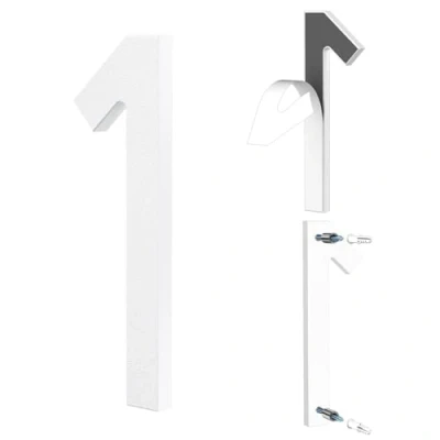 Afbeelding van Yafimea Huisnummer wit 15 cm ABS kunststof 3D look nummer 1