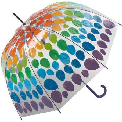 Afbeelding van Benetton Dip Dye transparante automatische klokparaplu, ballonnen, Paraplu bel