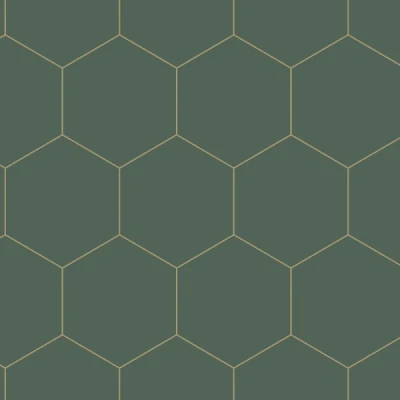 Afbeelding van ESTAhome behang hexagon donkergroen en goud 139228 0,53 x 10,05 m