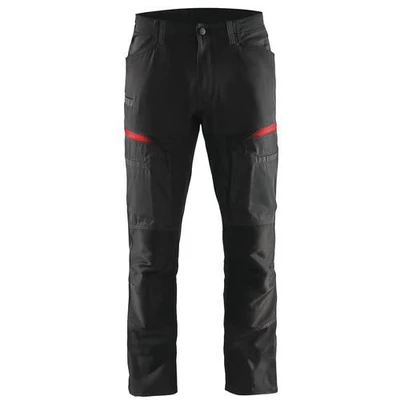 Image de Pantalon services stretch noir/rouge, poche A4 / tablette