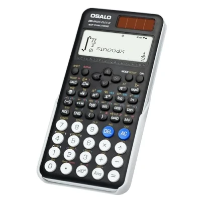 Afbeelding van OSALO Wetenschappelijke rekenmachine met 417 functies, 2 lijnen, 10 + cijfers, schriftelijk display, rekenmachines op zonne energie en batterijen voor studenten, middelbare school, universiteit,