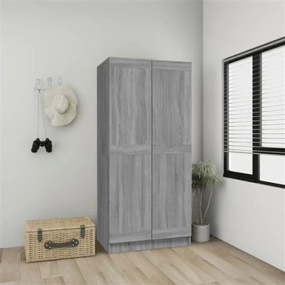 Afbeelding van Kledingkast 82,5X51,5X180 Cm Bewerkt Hout Gerookt Eikenkleurig 1 / Grijs sonoma