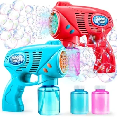 Afbeelding van JOYIN 2 bellenblaaspistolen met navulflessen (in totaal 296 ml), blaas voor kinderen, zeepbellenblaasmachines zomerfeest, verjaardagscadeau