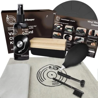 Afbeelding van INNOVAYOU 8 delige vinylplaat reinigingsset, zachte fluwelen reinigingsborstel, reinigingsoplossing, stylusborstel, borstel, luchtblazer, microvezeldoek, stylus