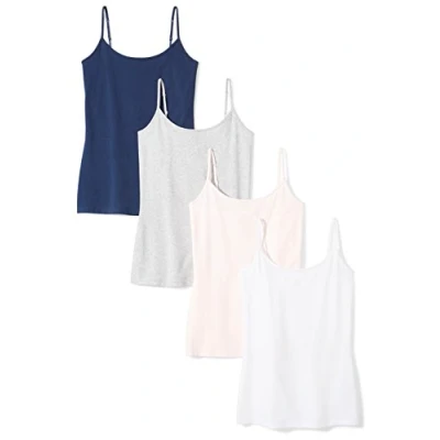 Image de Amazon Essentials Caraco Coupe Cintrée Women&#039;s, Pack of 4, Blanc/Bleu Marine/Rose Clair, M
