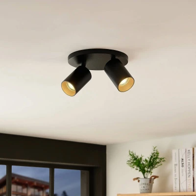 Afbeelding van Arcchio spot Brinja, zwart, rond, Ø 6 cm, 2 lamps, GU10