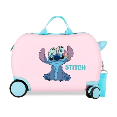 Afbeelding van Stitch rol zit meisjes kinderkoffer ABS roze