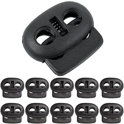 Afbeelding van Ronde koordstopper met 2 gaten, 25 x 22 mm, 5 ideaal voor touwen een diameter van 4,5 10 stuks rubberen koordklemmen, tanka jassen, rugzakken, touwtang, snelveters