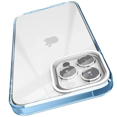 Afbeelding van elago hybride transparant hoesje compatibel met iPhone 13 Pro Max (6,7 inch), PC + TPU, verminderde vergeling, volledige bescherming, schokbestendig (Sierra blauw)