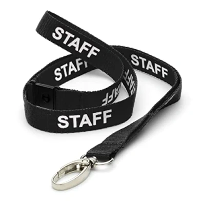 Afbeelding van CKB Ltd Staff LANYARDS Draaibare metalen schouderband voor ID kaarthouder, ontwerp met snelsluiting, zwart.