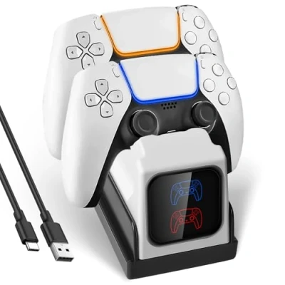 Afbeelding van GAOUTO PS5 Edge controller Oplaadstation: laadstation met instelbaar RGB licht, 2 uur snel opladen oplaadopties, laadindicator