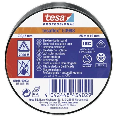 Afbeelding van Tesa elektrische isolatietape 19mm x 25m zwart