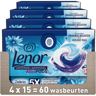 Afbeelding van Lenor Wasmiddel PODS Zeebries 4 x 15 Wasbeurten