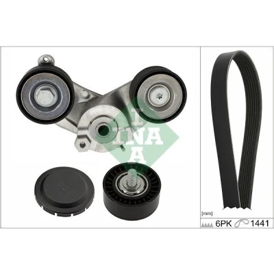 Afbeelding van INA 529 0565 10 Poly V riem set Generatorvrijloop controleren en indien nodig vervangen AUDI: A7 Sportback, A6 C8 Allroad