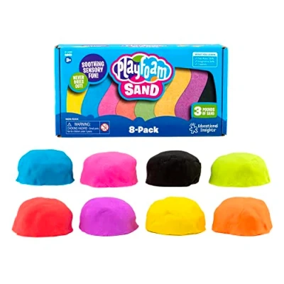 Afbeelding van Learning Resources Set met 8 verschillende kleuren Playfoam zand, om te kneden, mengen en modelleren, kleuterklas, cadeaus voor jongens meisjes, leeftijd 3+