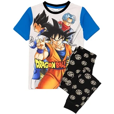 Afbeelding van Dragon Ball Z Super Pyjama Jongens Goku Anime Zwart T shirt Broek PJS, grijs.
