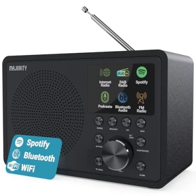 Afbeelding van internetradio met bluetooth, Dab Plus radio, FM, wifi DSP luidspreker, digitale radio Spotify Connect, multi alarm, Frontier Oktiv afstandsbediening en MAJORITY Touro