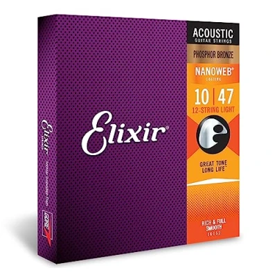 Afbeelding van Elixir 16152 Phospher Bronze Nanoweb 12 string set, Light Acoustic Strings 10 47