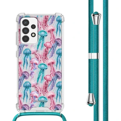 Afbeelding van iMoshion Hoesje Geschikt voor Samsung Galaxy A53 met Koord Design Meerkleurig / Jellyfish Watercolor