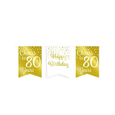Afbeelding van Slinger Cheers to 80 years wit/goud 6m