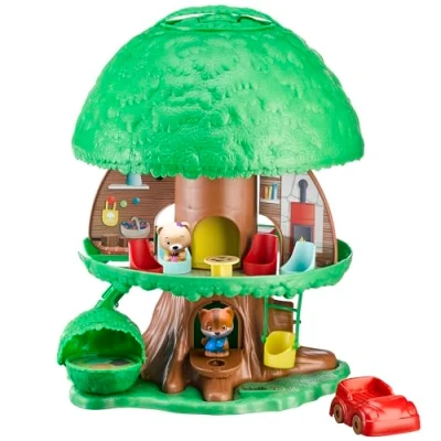 Afbeelding van Klorofil, Magische speelboom van de inclusief: 2 poppetjes + 12 accessoires (1 auto, 1 rustruimte, schommel, bedden, tafel, 4 stoelen, bank en fauteuil)