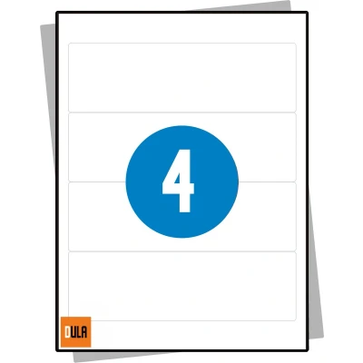 Afbeelding van DULA Etiketten Stickervellen A4 4 Stickers per vel 192 x 61 mm 100