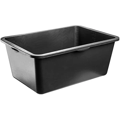 Afbeelding van KADAX Mortar Box mortelbak van kunststof, rechthoekig, 76 x 53 30 cm, zwart, stevig beton met handgrepen, voedselbak, bouwemmer