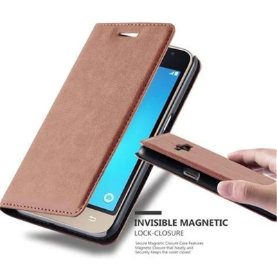 Afbeelding van Cadorabo Hoesje geschikt voor Samsung Galaxy J1 2016 in CAPPUCCINO BRUIN Beschermhoes met magnetische sluiting, standfunctie en kaartvakje Book Case Cover Etui
