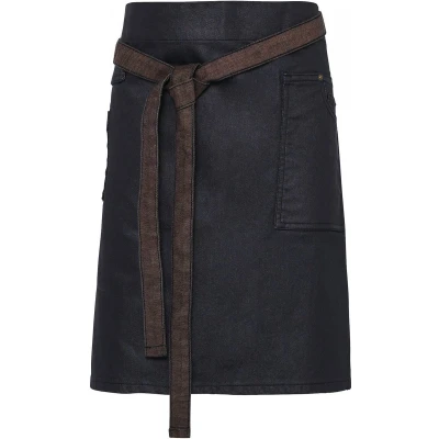 Afbeelding van Premier Division Waxed look Denim waist apron PR135 Indigo / Brown