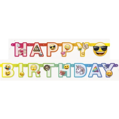 Afbeelding van UNIQUE Kartonnen happy birthday Emoji Rainbow banner
