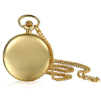Afbeelding van JewelryWe Zakhorloge glad oppervlak digitale wijzerplaat hanger ketting trui goud, Goud