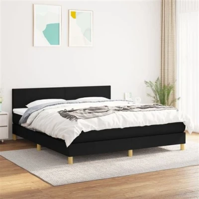 Afbeelding van vidaXL Boxspring met matras stof zwart 180x200 cm