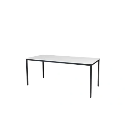 Afbeelding van Domino Basic bureautafel, vaste hoogte met 180x80cm krijtwit 25mm blad en zwart (RAL9005) 4 poot frame