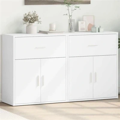 Afbeelding van vidaXL Dressoirs 2 st 60x31x70 cm bewerkt hout wit