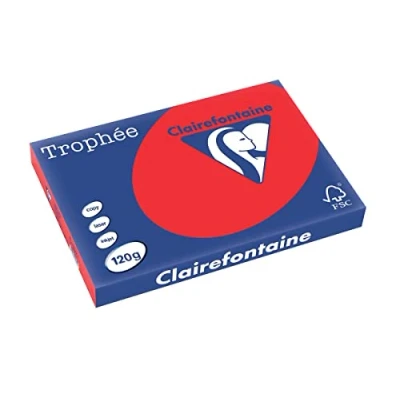 Afbeelding van Clairefontaine Trophée Intens, Gekleurd Papier, A3, 120 G, 250 Vel, Koraalrood Papier