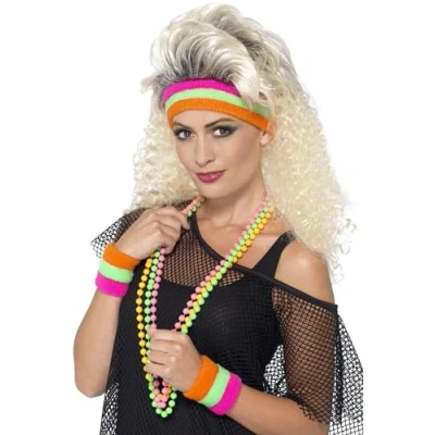 Afbeelding van Smiffys Haarband, neonkleuren, met 1 hoofdband en 2 armbanden