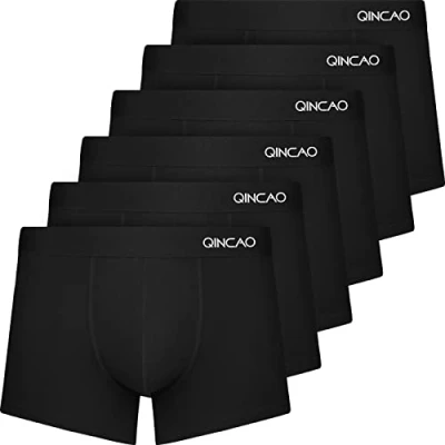 Afbeelding van QINCAO heren boxershort set van 6 katoenen boxershorts maten S, M, L, XL, XXL, XXXL, zwart.