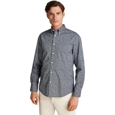 Image de Tommy Hilfiger Chemise L/S pour homme, Ciel nocturne/ivoire Pétale Prt, XS