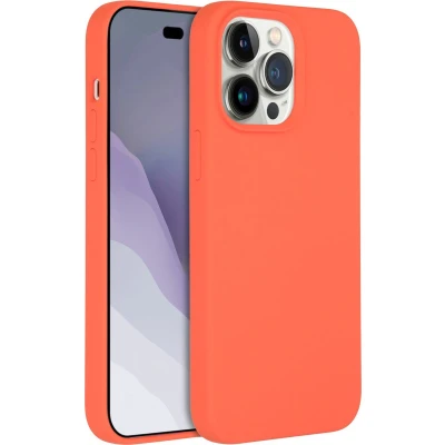 Afbeelding van Accezz Hoesje Geschikt voor iPhone 14 Pro Max Siliconen Liquid Silicone Backcover MagSafe oranje