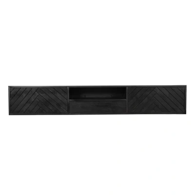 Afbeelding van Zwevend tv meubel New York 200 cm zwart