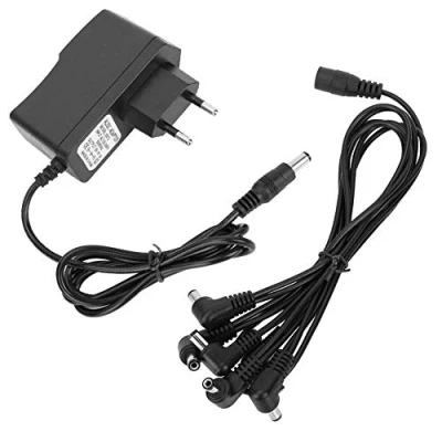 Afbeelding van RiToEasysports Muziekadapter voor voeding, voedingsadapter gitaarpedaal, voeding gitaareffectpedaal, adapter 9 V, 1 A, One Tow 6, netsnoer (EU adapter)