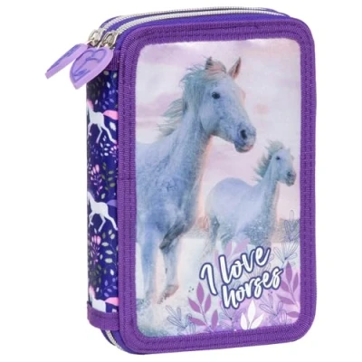 Afbeelding van Ragusa Trade Trousse à crayons pour filles, enfants, chevaux, garçons et différentes 2 ou 3 compartiments, remplie, Cheval 1